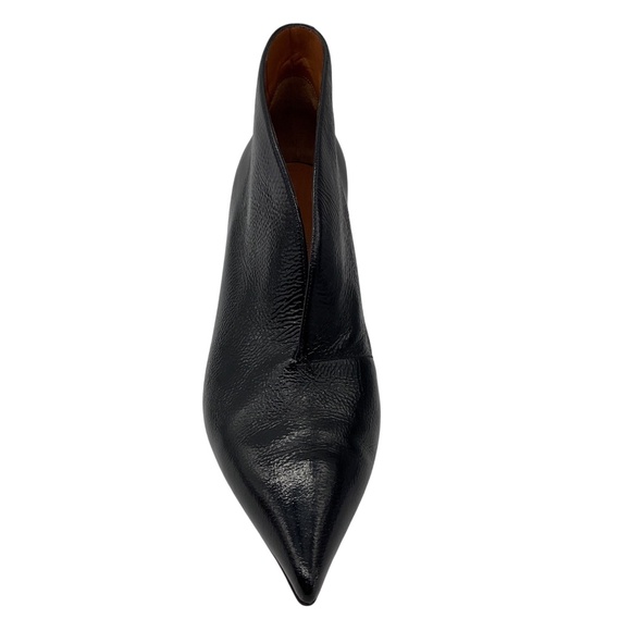 CELINE BLACK POINTED TOE LOW HEEL PATENT LEATHER BOOTIES - Picture 4 of 8